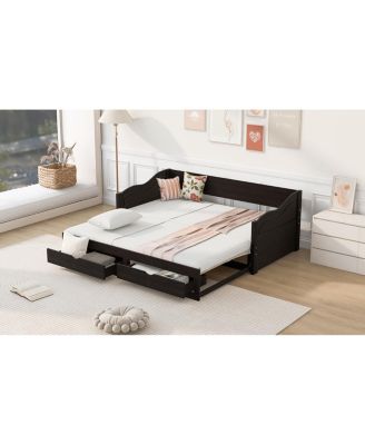 Streamdale Wooden Daybed with Trundle & 2 Storage Drawers, Extendable Sofa Bed