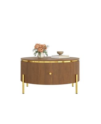 31.5" Modern Round Coffee Table with 2 Drawers