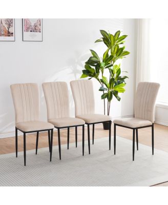 Dining Chairs Set of 4 Modern Velvet Upholstered Chairs with Metal Legs