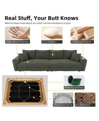 Streamdale 102" Plush Corduroy 4-Seat Sofa, Modern Comfy Upholstered Cloud Couch