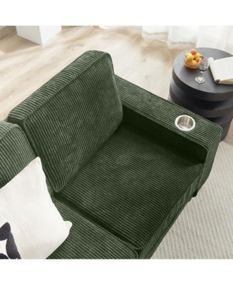 Streamdale Corduroy 3-Seater Sofa, Modern Compressed Couch for Living Room