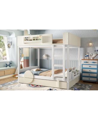 Full Bunk Bed with Trundle and Storage