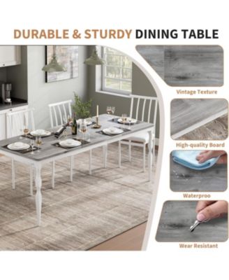71 Inch Rectangular Dining Table for 6 Rustic Farmhouse Kitchen Table with Large Tabletop Long Wooden Table with Heavy Duty Legs.