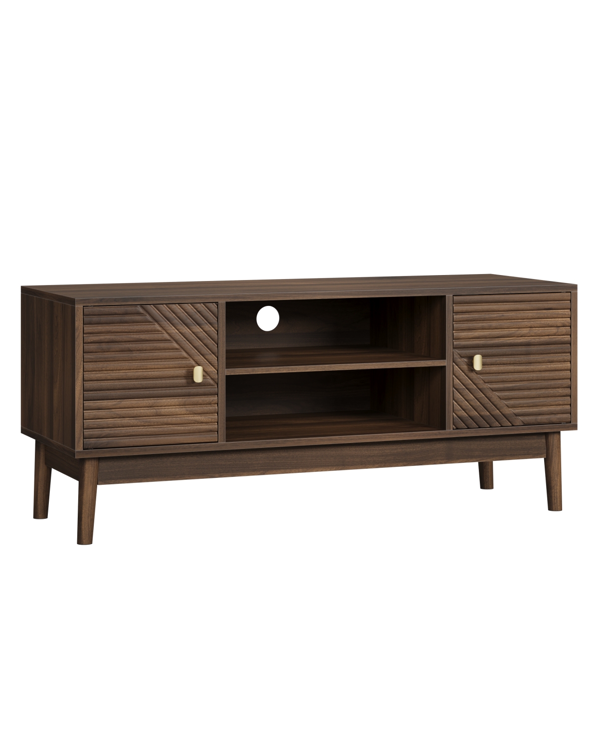 Streamdale Furniture Mid-Century Modern Walnut Tv Stand for Living Room & Bedroom