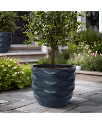 17.4-Inch Round Waves MgO Planter