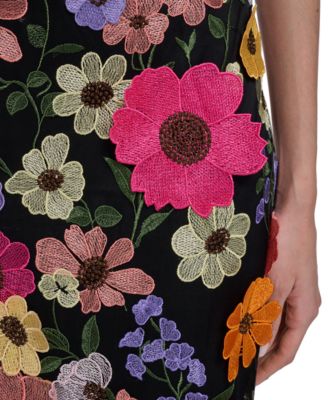 Petite Square Neck Embroidered Midi Dress