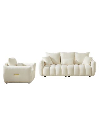 3 Seater + 1 Seater Combo Sofa, Modern Living Room, Teddy Sofa, Wooden Frame