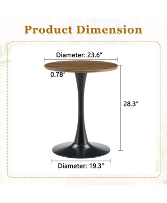 Streamdale Round Dining Table, 23.6" Tulip Table with Thickened Top & Metal Pedestal