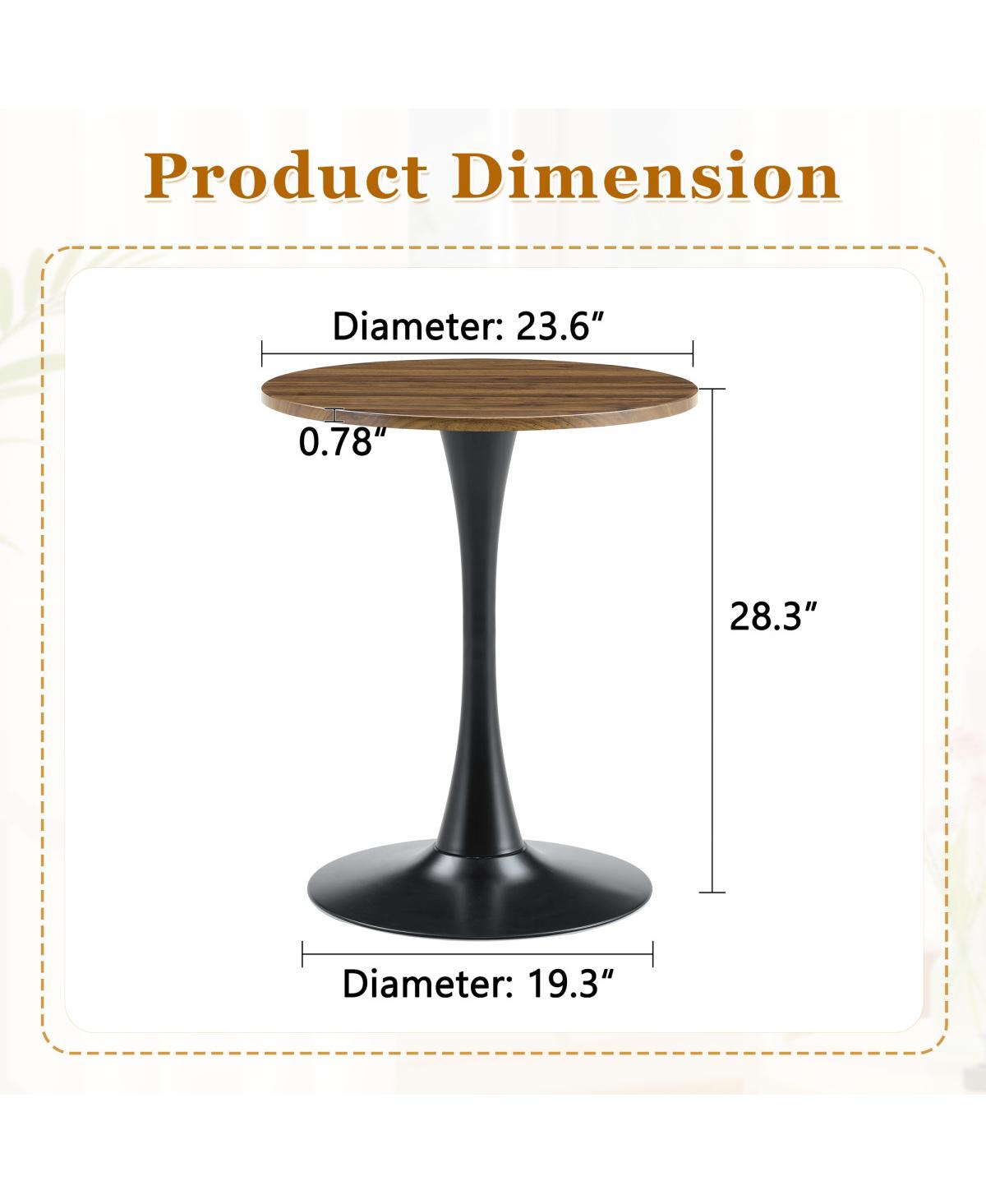 Streamdale Furniture Streamdale Round Dining Table, 23.6" Tulip Table with Thickened Top & Metal Pedestal