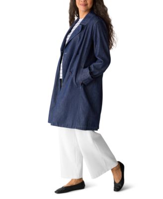 Women's Notch Collar Denim Coat, Regular & Plus Size