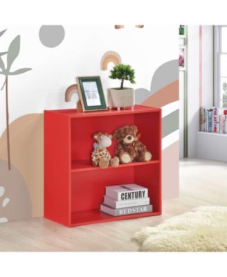 Wood 2-Tier Shelf Bookcase Storage Organizer