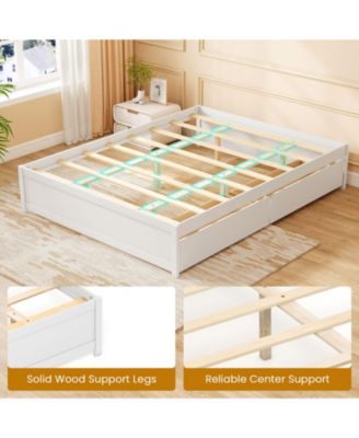Queen Size Bed Frame with 2 Rolling Storage Drawers