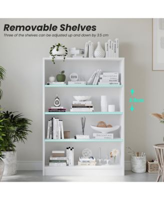 4-Tier Open Storage Shelf, Modern Wood Bookshelf, Wide Bookcase with Adjustable Shelves for Living Room, Home Office and Library