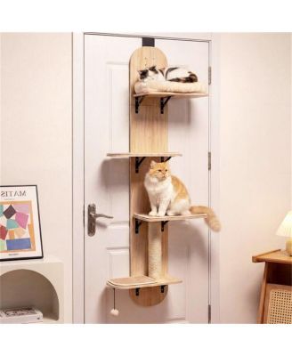 Height-Adjustable Door Cat Tree, 5-Level No-Drill Climber for Apartments