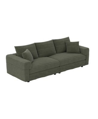 82.7" Plush Corduroy 3-Seat Sofa, Modern Comfy Upholstered Cloud Couch