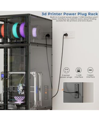  3D Printer Cabinet with Filament Storage Rack & Noise-Reducing Design