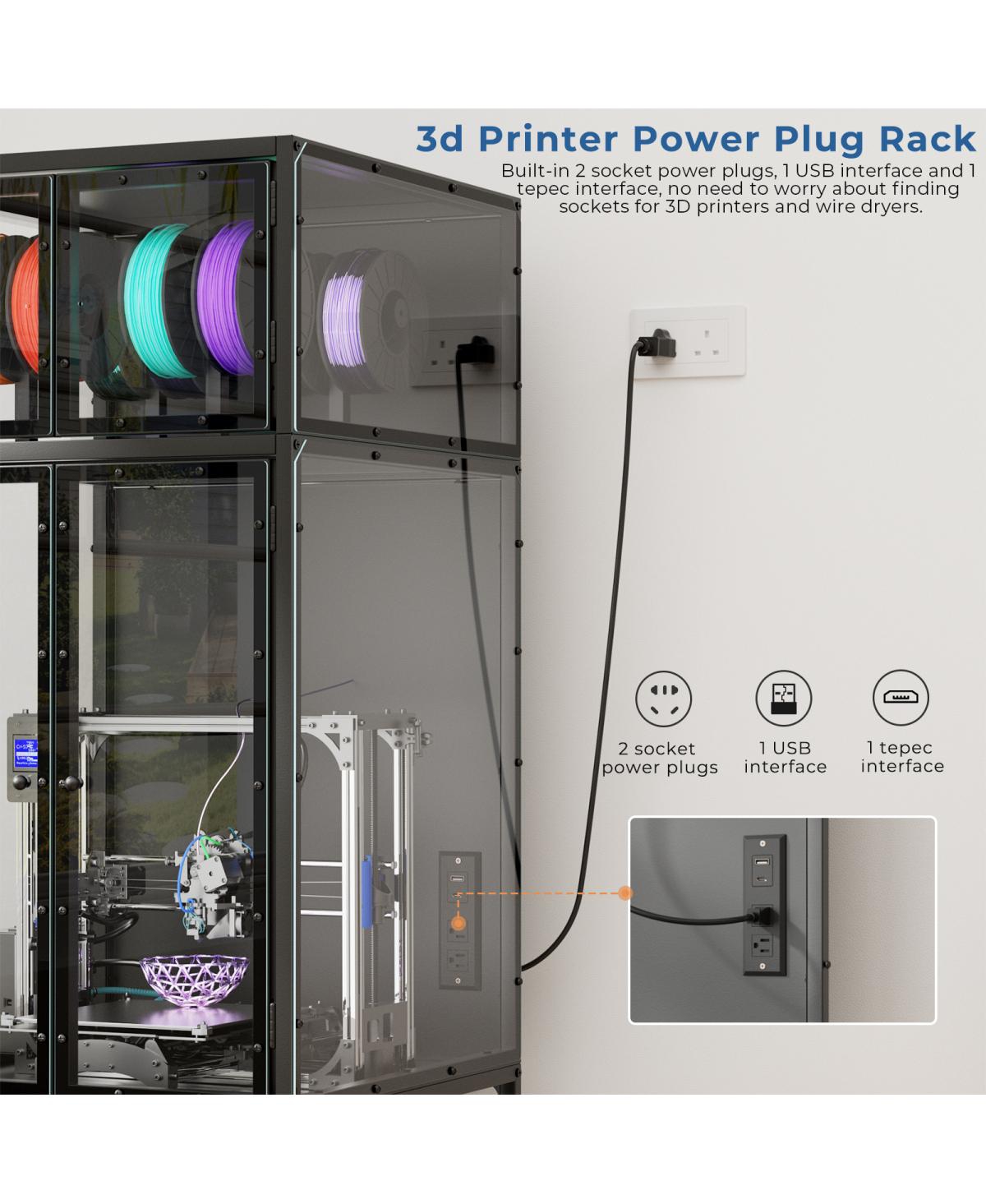 Streamdale Furniture 3D Printer Cabinet with Filament Storage Rack & Noise-Reducing Design