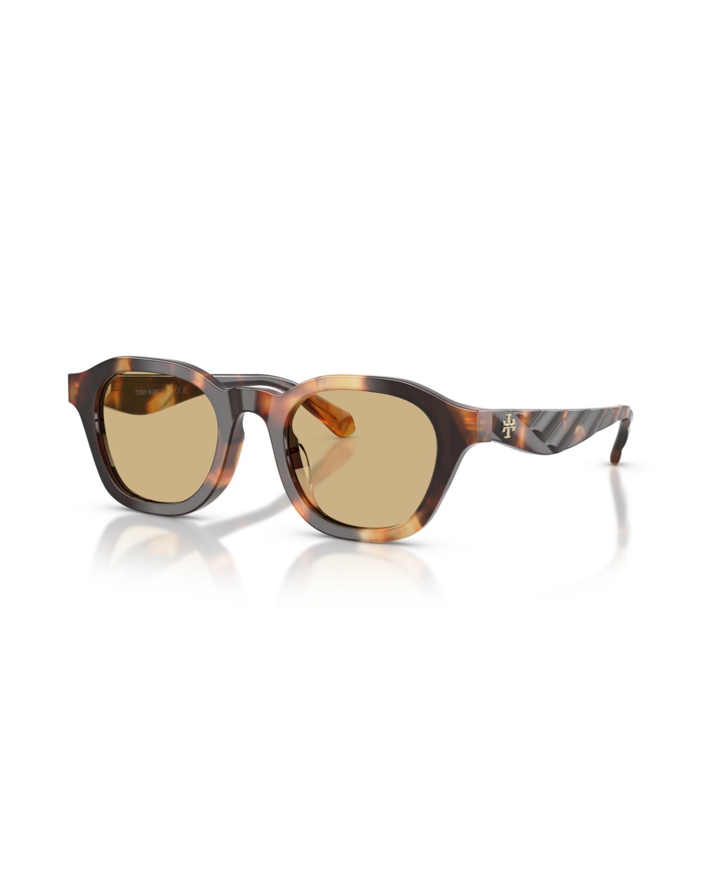 Женские солнцезащитные очки Tory Burch Round Sunglasses, TY7235D, цвет: Черепаховый — фото 1