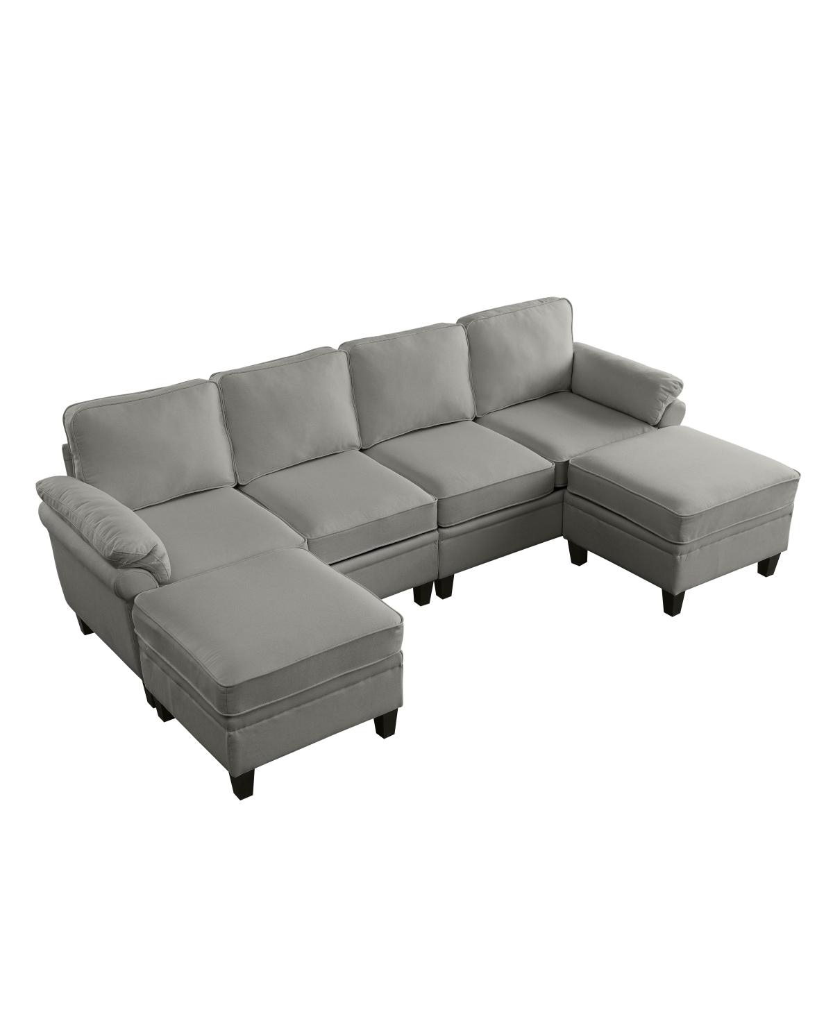 Streamdale Furniture 102" linen modular L-shaped cloud sofa with storage