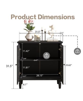 Streamdale Vintage Black 2-Door Display Cabinet with Floral Design