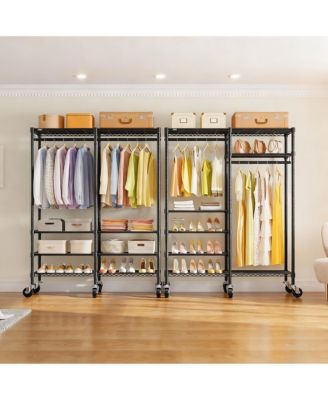 YIGII Heavy Duty Metal Garment Rack - 620lb Capacity, 6 Tiers, Adjustable Shelves, Lockable Wheels, Easy Assembly