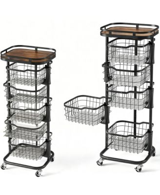 5-Tier Rotating Storage Cart for Kitchen & Pantry