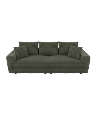 82.7" Plush Corduroy 3-Seat Sofa with Movable Ottoman