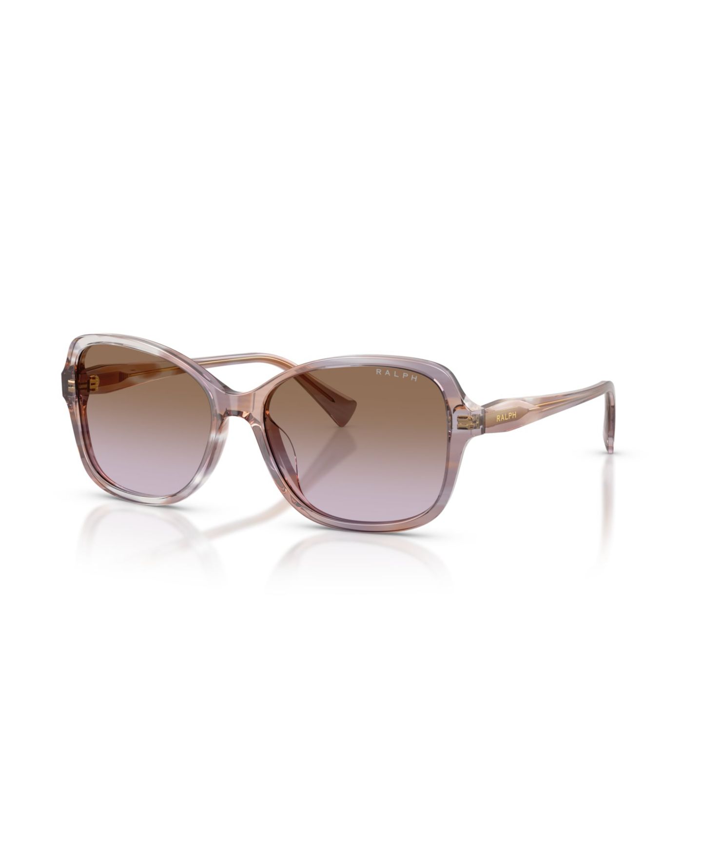 Женские солнцезащитные очки Ralph by Ralph Lauren Square Sunglasses, RA5351U, цвет: Полосатый коричневый — фото 1