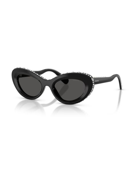 Женские солнцезащитные очки Swarovski Cat Eye Sunglasses, SK6061U, цвет: Чёрный