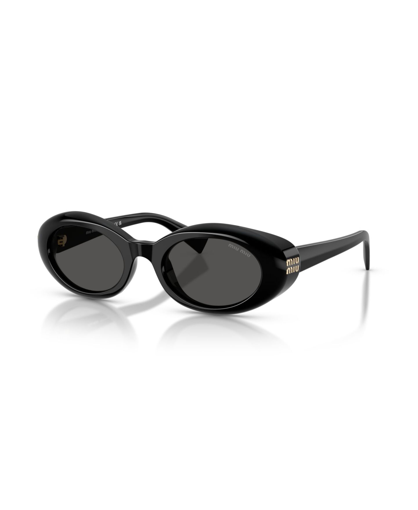Женские солнцезащитные очки MIU MIU Oval Sunglasses, MU B09S, цвет: Чёрный — фото 1