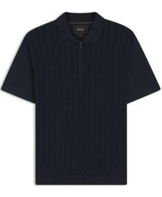 Men's Cotton-Silk Zip-Neck Polo Shirt