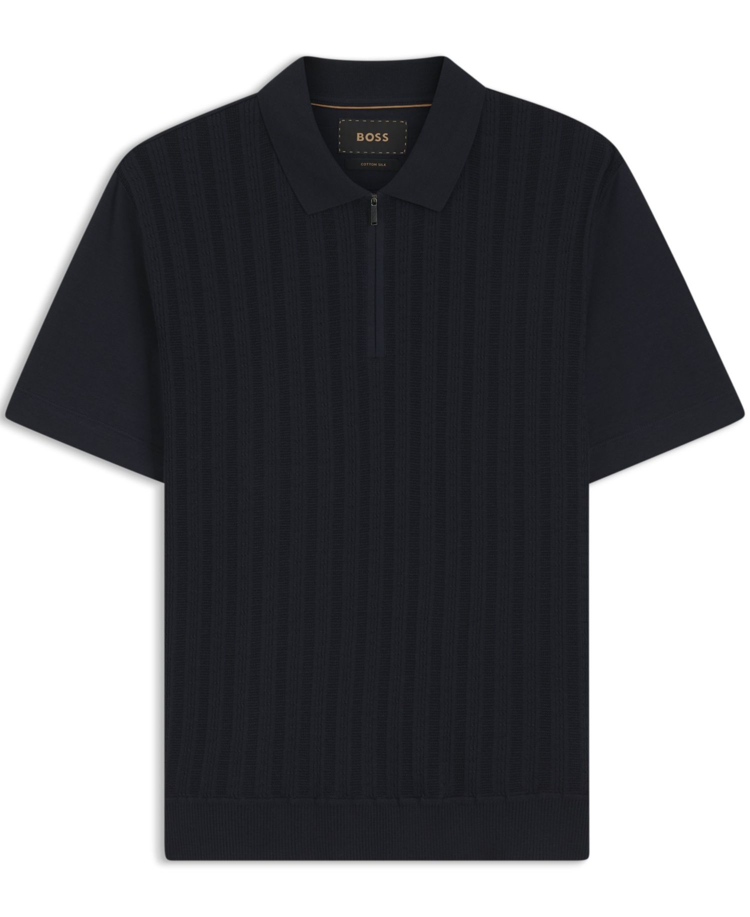 Men's Cotton-Silk Zip-Neck Polo Shirt