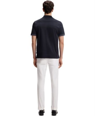 Men's Mercerized-Cotton Striped Trim Polo Shirt