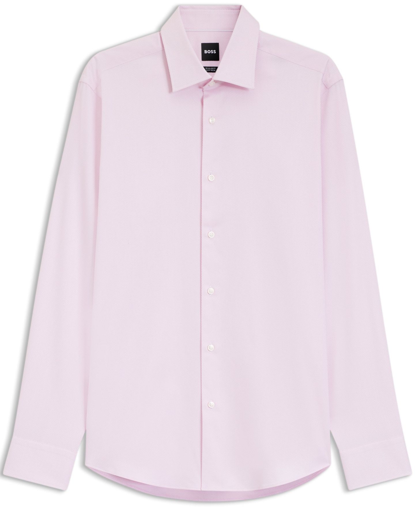 Мужская рубашка Hugo Boss Stretch-Cotton Dobby Regular-Fit Dress Shirt, цвет: Розовый — фото 3