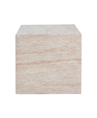 Outdoor/Indoor Square Travertine Lightweight Concrete Side Table