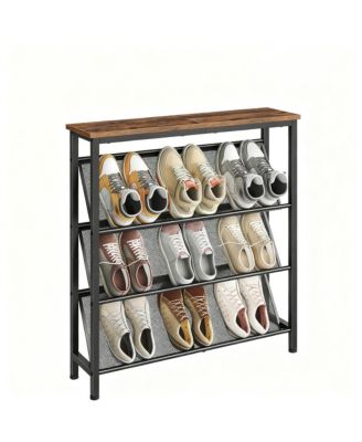 Slanted Shoe Rack for Small Spaces with Adjustable Feet