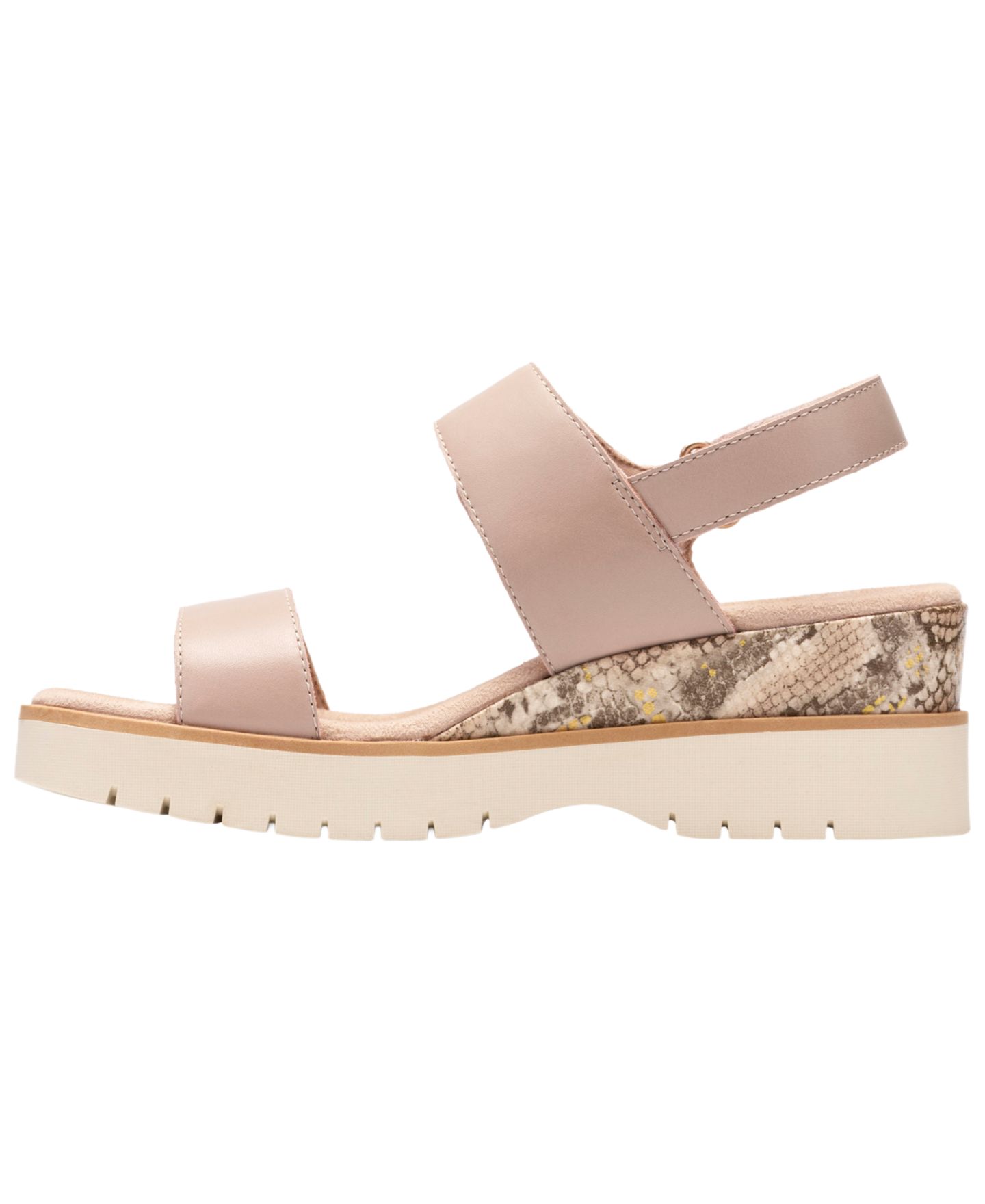 Женские сандалии Clarks Diaz Rose Round Toe Wedge, цвет: Бежевый кожаный — фото 6