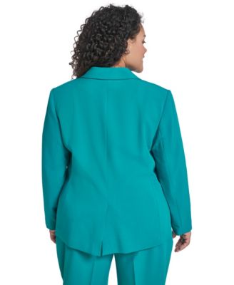 Plus Size Collarless One Button Jacket