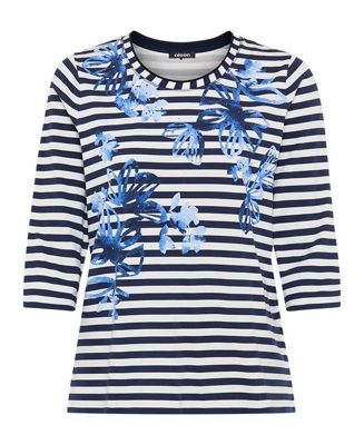 Women's Stripe & Floral Print T-Shirt