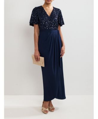 Women's Janessa Sequin Wrap Maxi Dress