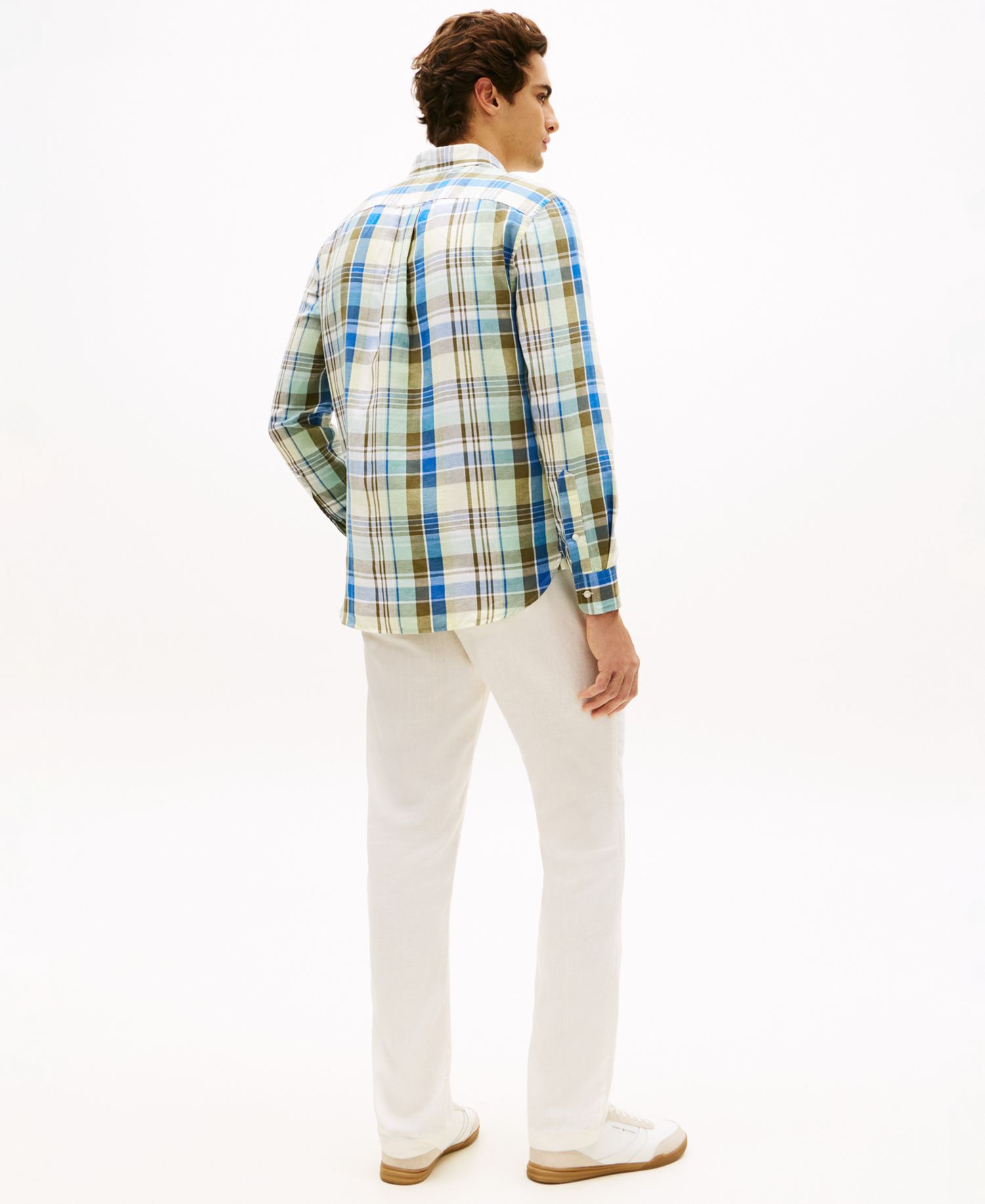 Men's Linen-Blend Madras Check Regular-Fit Shirt