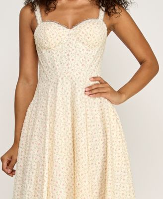 Juniors' Sweetheart Neck Clip Dot Midi Dress