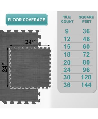 20 Tiles 80 Sq ft Wood Grain Interlocking Floor Foam Tile Mats - for Home, Playroom, Basement, Trade Show