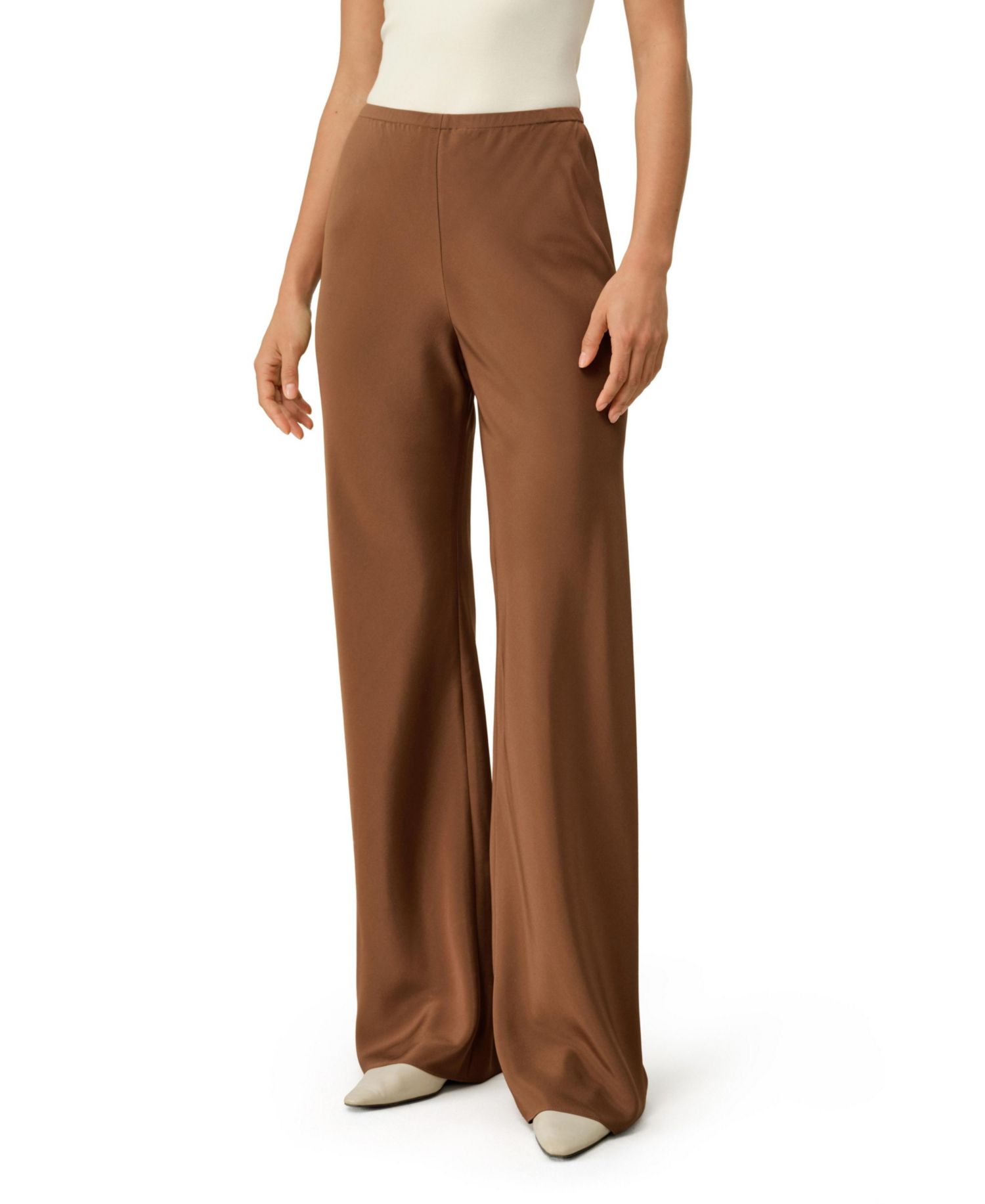Women's Bias Cut Straight Leg Silk Pants