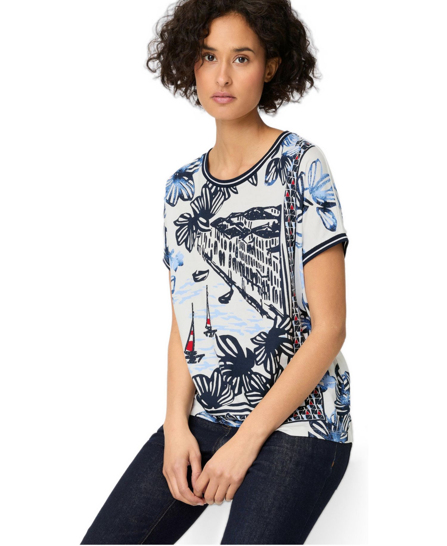 Women's Riviera Scene Print T-Shirt