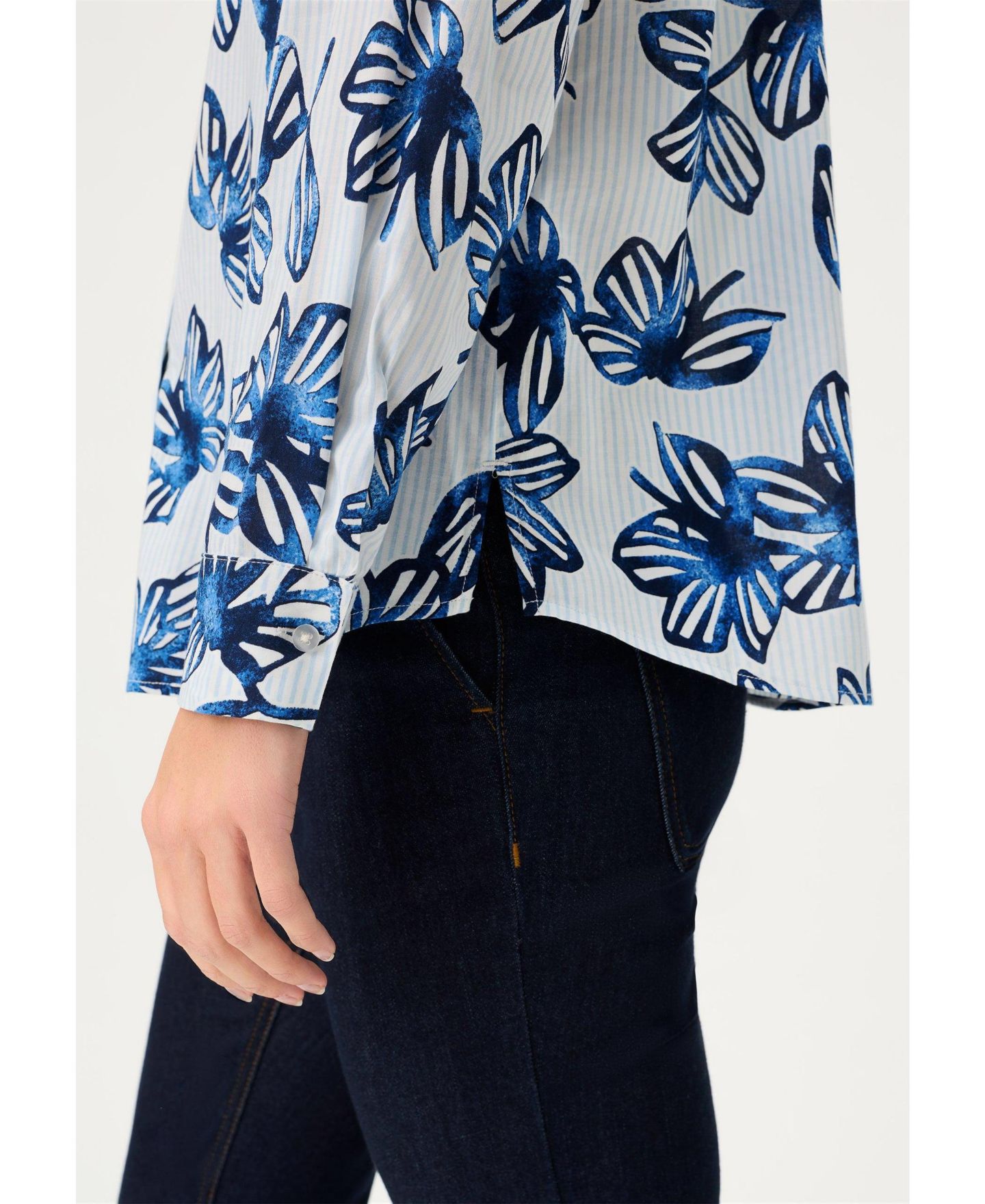 Женская рубашка Olsen Floral Stripe, цвет: Чернильный синий — фото 5