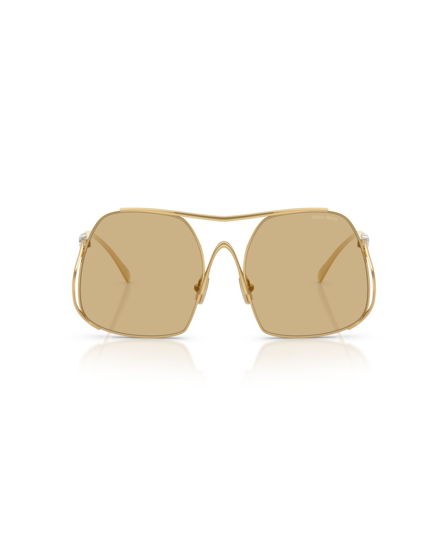 Женские солнцезащитные очки MIU MIU Square Sunglasses, MU A55S, цвет: Золотой — фото 2