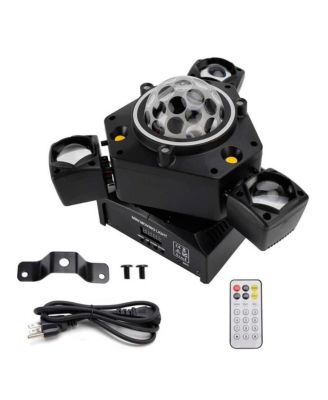 3-Headed LED Stage Light with Laser & Strobe, 80W RGBW System, DMX512 for DJ/Party