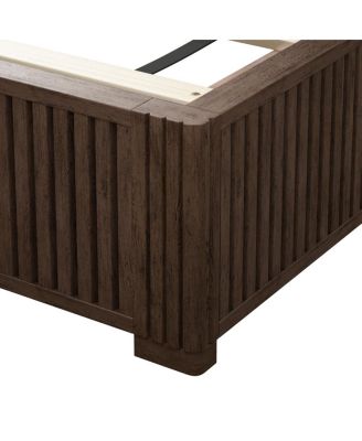 Streamdale Solid Walnut Queen Platform Bed Frame - No Box Spring Needed