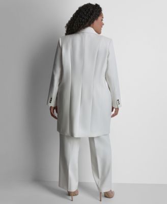 Plus Size Notch Collar Buttoned Jacket